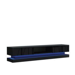 Creative Furniture Bloom TV Unit 180cm - A Functional & Contemporary Cabinet with Gloss Doors & LED Lights in Black - thumbnail 4