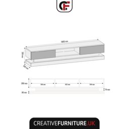 Creative Furniture Bloom TV Unit 180cm - A Functional & Contemporary Cabinet with Gloss Doors & LED Lights in Black - thumbnail 3