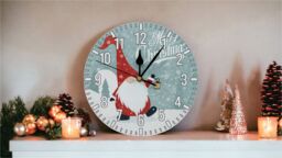 Netagon Christmas Gonk Design Festive Battery Operated Wall Clock in Red - thumbnail 5