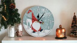 Netagon Christmas Gonk Design Festive Battery Operated Wall Clock in Red - thumbnail 4