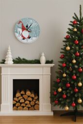 Netagon Christmas Gonk Design Festive Battery Operated Wall Clock in Red - thumbnail 6