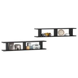 Berkfield Home Wall Shelf 2 pcs Black 105x18x20 cm Engineered Wood - Size: 105 x 18 x 20 cm - thumbnail 1