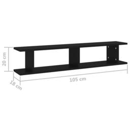 Berkfield Home Wall Shelf 2 pcs Black 105x18x20 cm Engineered Wood - Size: 105 x 18 x 20 cm - thumbnail 7