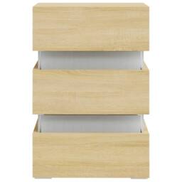 Berkfield Home LED Bedside Cabinet Sonoma Oak 45x35x67 cm Engineered Wood in Light Oak - Size: 45 x 35 x 67 cm - thumbnail 6