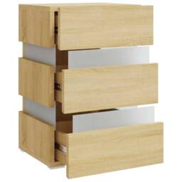Berkfield Home LED Bedside Cabinet Sonoma Oak 45x35x67 cm Engineered Wood in Light Oak - Size: 45 x 35 x 67 cm - thumbnail 4