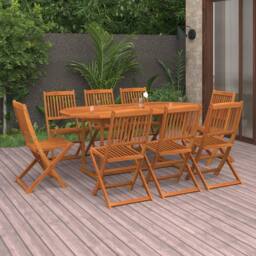 Berkfield Home 9 Piece Garden Dining Set Solid Acacia Wood - thumbnail 1