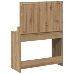 Berkfield Home Makeup Table with LED Lights in Artisan Oak, 100x41x135 cm in Brown - Size: 100 x 41 x 135 cm - thumbnail 6