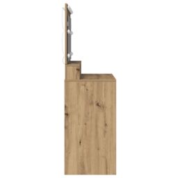 Berkfield Home Makeup Table with LED Lights in Artisan Oak, 100x41x135 cm in Brown - Size: 100 x 41 x 135 cm - thumbnail 5