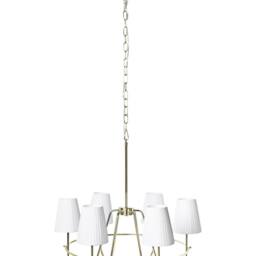 Wyld and Coco Six-Light Gold Pendant Chandelier with Fabric Shades - thumbnail 2