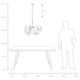Wyld and Coco Six-Light Gold Pendant Chandelier with Fabric Shades - thumbnail 9