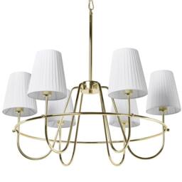 Wyld and Coco Six-Light Gold Pendant Chandelier with Fabric Shades - thumbnail 6