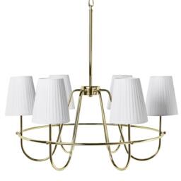 Wyld and Coco Six-Light Gold Pendant Chandelier with Fabric Shades - thumbnail 4