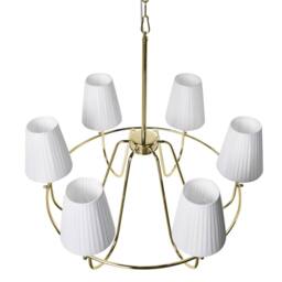 Wyld and Coco Six-Light Gold Pendant Chandelier with Fabric Shades - thumbnail 5