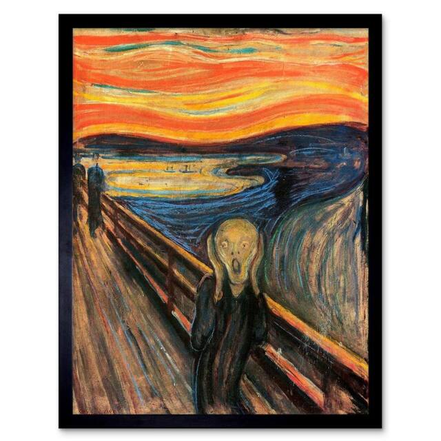 "Artery8 Edvard Munch The Scream Old Master Painting 12x16"" Framed Art Print in Orange - Size: W12"" x H16""" - image 1