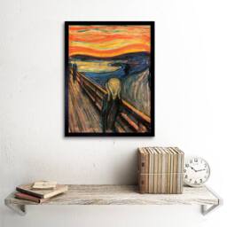 "Artery8 Edvard Munch The Scream Old Master Painting 12x16"" Framed Art Print in Orange - Size: W12"" x H16""" - thumbnail 2