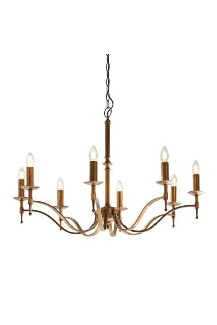 Netlighting Stanford 8 Light Chandelier Antique Brass Finish E14 in Gold - image 1