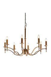 Netlighting Stanford 8 Light Chandelier Antique Brass Finish E14 in Gold