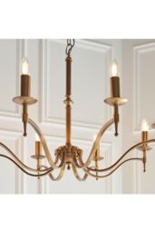 Netlighting Stanford 8 Light Chandelier Antique Brass Finish E14 in Gold - thumbnail 6