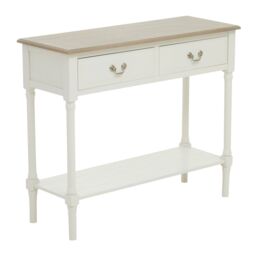 Orsina Console Table for Hallway, Pine Wood Hallway Table for Home Décor, Wood Table with 2 Drawers for Office in White - thumbnail 2