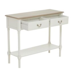 Orsina Console Table for Hallway, Pine Wood Hallway Table for Home Décor, Wood Table with 2 Drawers for Office in White - thumbnail 3