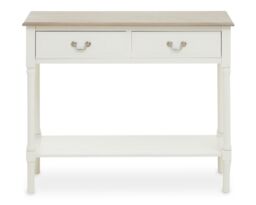 Orsina Console Table for Hallway, Pine Wood Hallway Table for Home Décor, Wood Table with 2 Drawers for Office in White