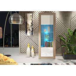 Mex Furniture LTD Display Cabinet Illume 170cm - Oak & White Gloss Doors & LED Lights - thumbnail 5