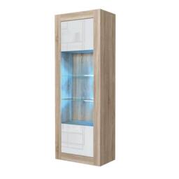 Mex Furniture LTD Display Cabinet Illume 170cm - Oak & White Gloss Doors & LED Lights - thumbnail 9