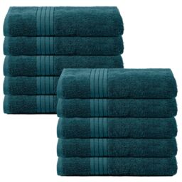 OHS 10 Pack of 100% Cotton Bath Sheet Bathroom Towel in Teal
