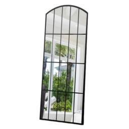 Minster Decorative Garden Wall Mirror - Cast Iron/Metal - L2 x W75 x H170 cm in Black - Size: 1 Pack