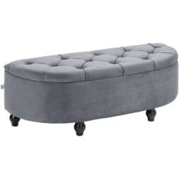 STILVORA Ottoman Bench with Storage & Velvet Upholstery in Grey - thumbnail 4
