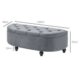 STILVORA Ottoman Bench with Storage & Velvet Upholstery in Grey - thumbnail 3
