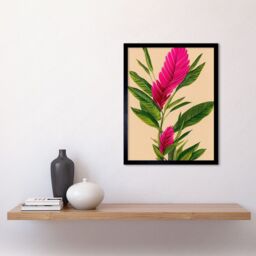 "Artery8 Wall Art Print Tropical Hawaiian Botanical Exotic Pink Floral Art Framed in Black - Size: W12"" x H16""" - thumbnail 2