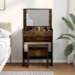 Berkfield Home Beautiful Dressing Table & Stool Smoked Oak 60x40x113.5 cm in Brown - thumbnail 4