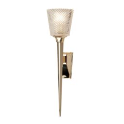 Loops Wall Light IP44 Cut Glass Shade Torchiere Polished Gold LED G9 3.5W in Clear