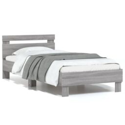 Berkfield Home Bed Frame without Mattress with Headboard Grey Sonoma 90x200 cm - thumbnail 2