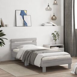 Berkfield Home Bed Frame without Mattress with Headboard Grey Sonoma 90x200 cm - thumbnail 1