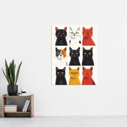 "Artery8 Wall Art Print Nine Cats Fun Quirky Animals Cat Lover Poster - Size: W24"" x H32""" - thumbnail 4