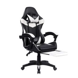 Neo Foot Turbo Massage Leather Recliner PC Gaming Chair with Footrest in White - thumbnail 5