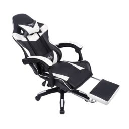 Neo Foot Turbo Massage Leather Recliner PC Gaming Chair with Footrest in White - thumbnail 6