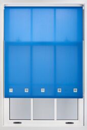 Furnished Daylight Roller Blind with Chrome Square Eyelets - Trimmable Window Shade in Blue - Size: 90 cm width x 165 cm drop - thumbnail 1