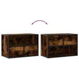 Berkfield Home TV Cabinet Smoked Oak 60x31x39.5 cm Wood & Metal in Brown - thumbnail 7