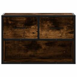 Berkfield Home TV Cabinet Smoked Oak 60x31x39.5 cm Wood & Metal in Brown - thumbnail 4