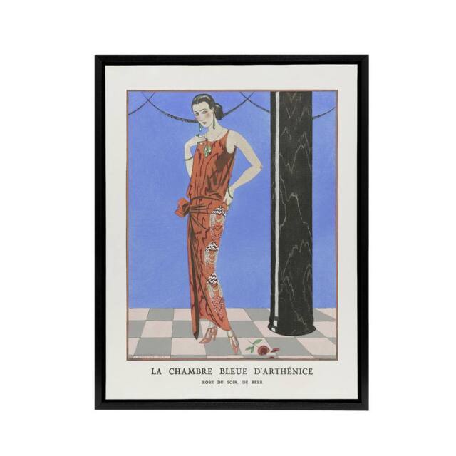 "Artery8 Blue Room of Arthenice Fashion Barbier Vintage Framed Canvas Wall Art - Size: W12"" x H16""" - image 1