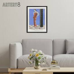 "Artery8 Blue Room of Arthenice Fashion Barbier Vintage Framed Canvas Wall Art - Size: W12"" x H16""" - thumbnail 3