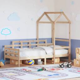 Berkfield Home Day Bed with Roof without Mattress 80x200 cm Solid Wood in Natural - thumbnail 2