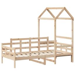 Berkfield Home Day Bed with Roof without Mattress 80x200 cm Solid Wood in Natural - thumbnail 3