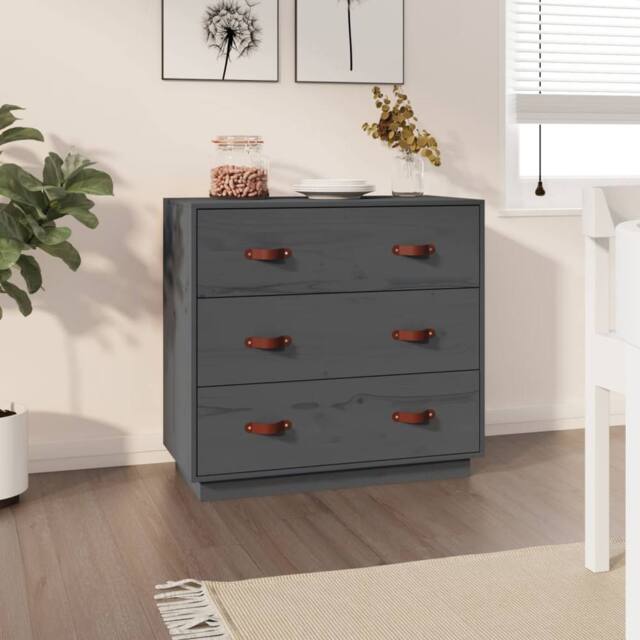 Berkfield Home Sideboard Grey 80x40x75 cm Solid Wood Pine - Size: 80 x 40 x 75 cm - image 1