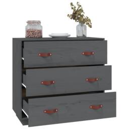 Berkfield Home Sideboard Grey 80x40x75 cm Solid Wood Pine - Size: 80 x 40 x 75 cm - thumbnail 6