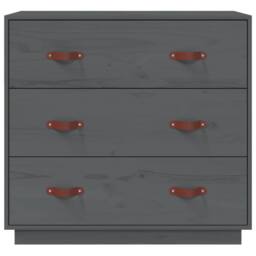 Berkfield Home Sideboard Grey 80x40x75 cm Solid Wood Pine - Size: 80 x 40 x 75 cm - thumbnail 3