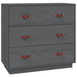 Berkfield Home Sideboard Grey 80x40x75 cm Solid Wood Pine - Size: 80 x 40 x 75 cm - thumbnail 2